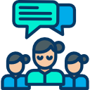 people talking in person info graphic representing conventional